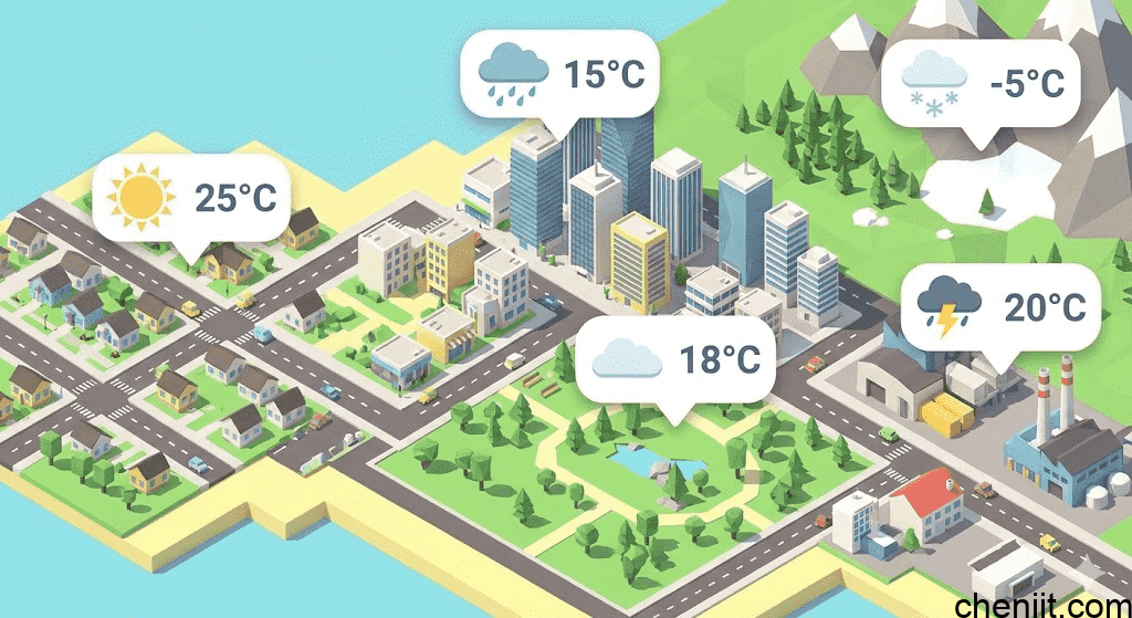 Nano Banana 提示词7-等距城市天气场景